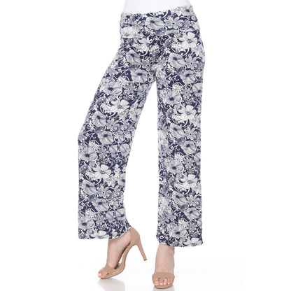 White Mark Women's Floral Paisley Print Palazzo Pants