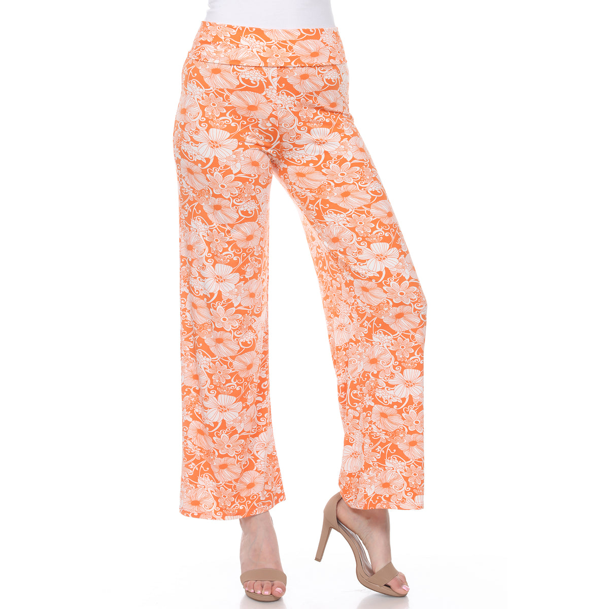 White Mark Women's Floral Paisley Print Palazzo Pants