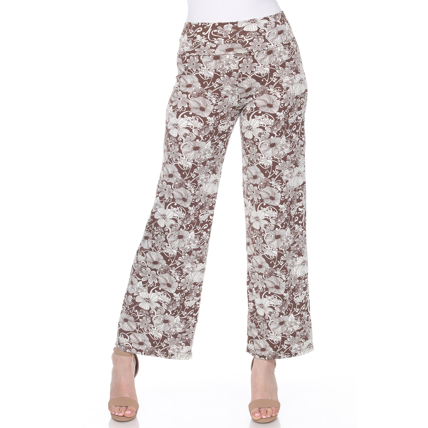White Mark Women's Floral Paisley Print Palazzo Pants