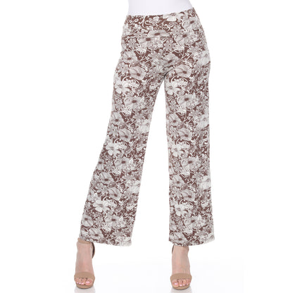 White Mark Women's Floral Paisley Print Palazzo Pants
