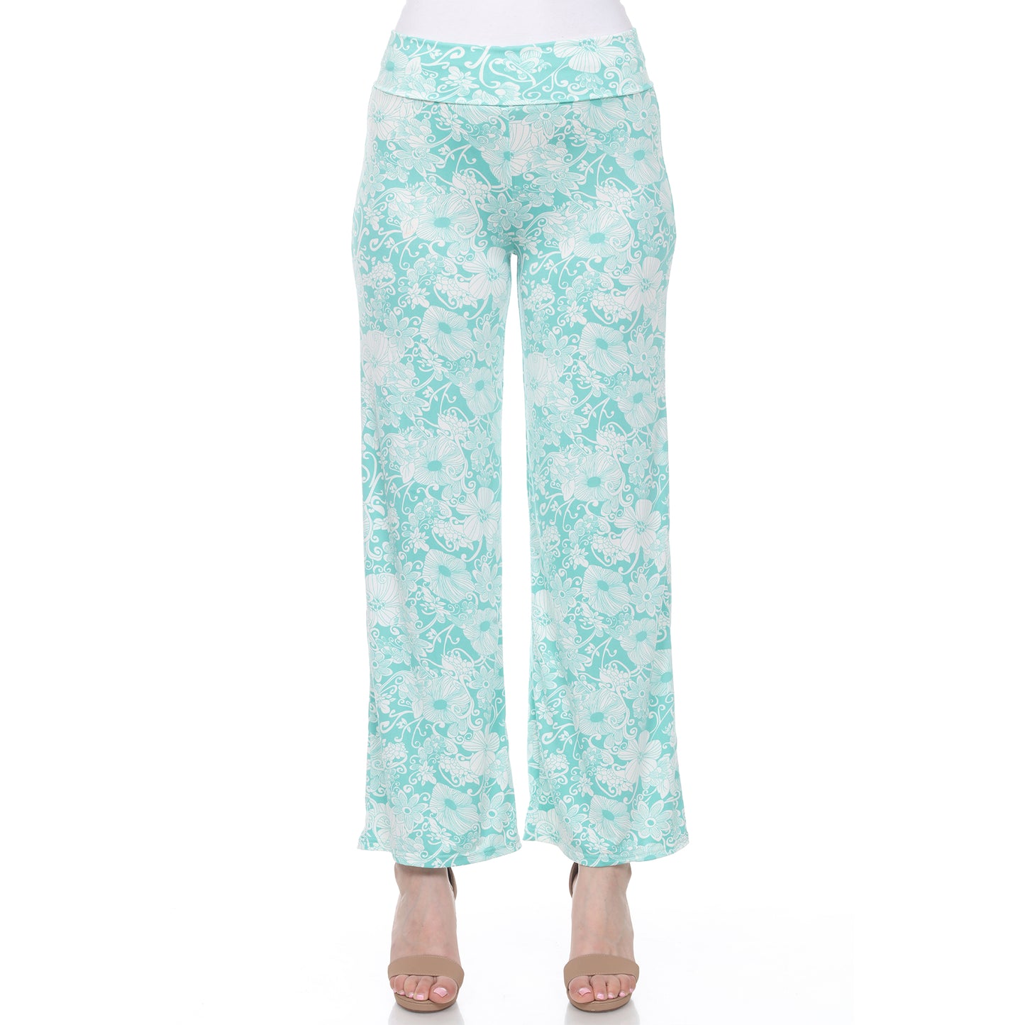 White Mark Women's Floral Paisley Print Palazzo Pants
