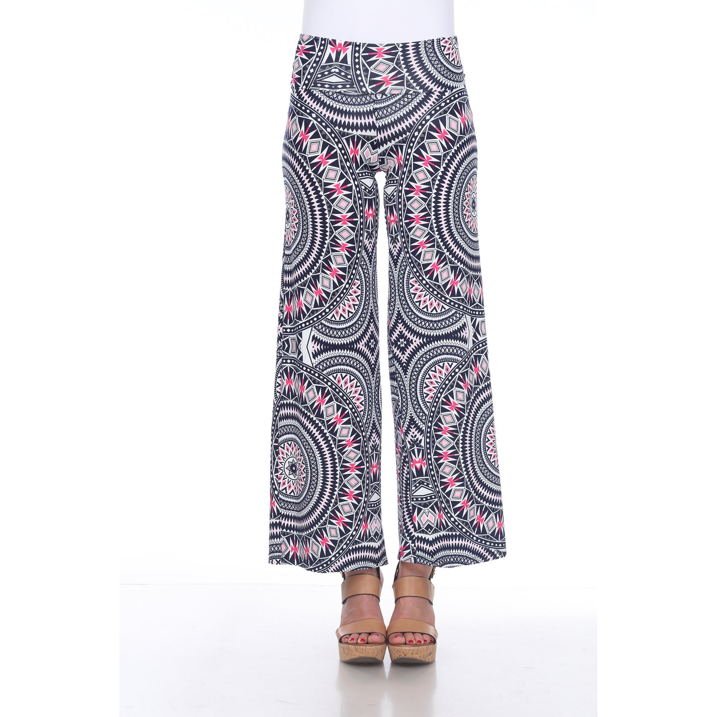White Mark Women's Geometric Print Palazzo Pants