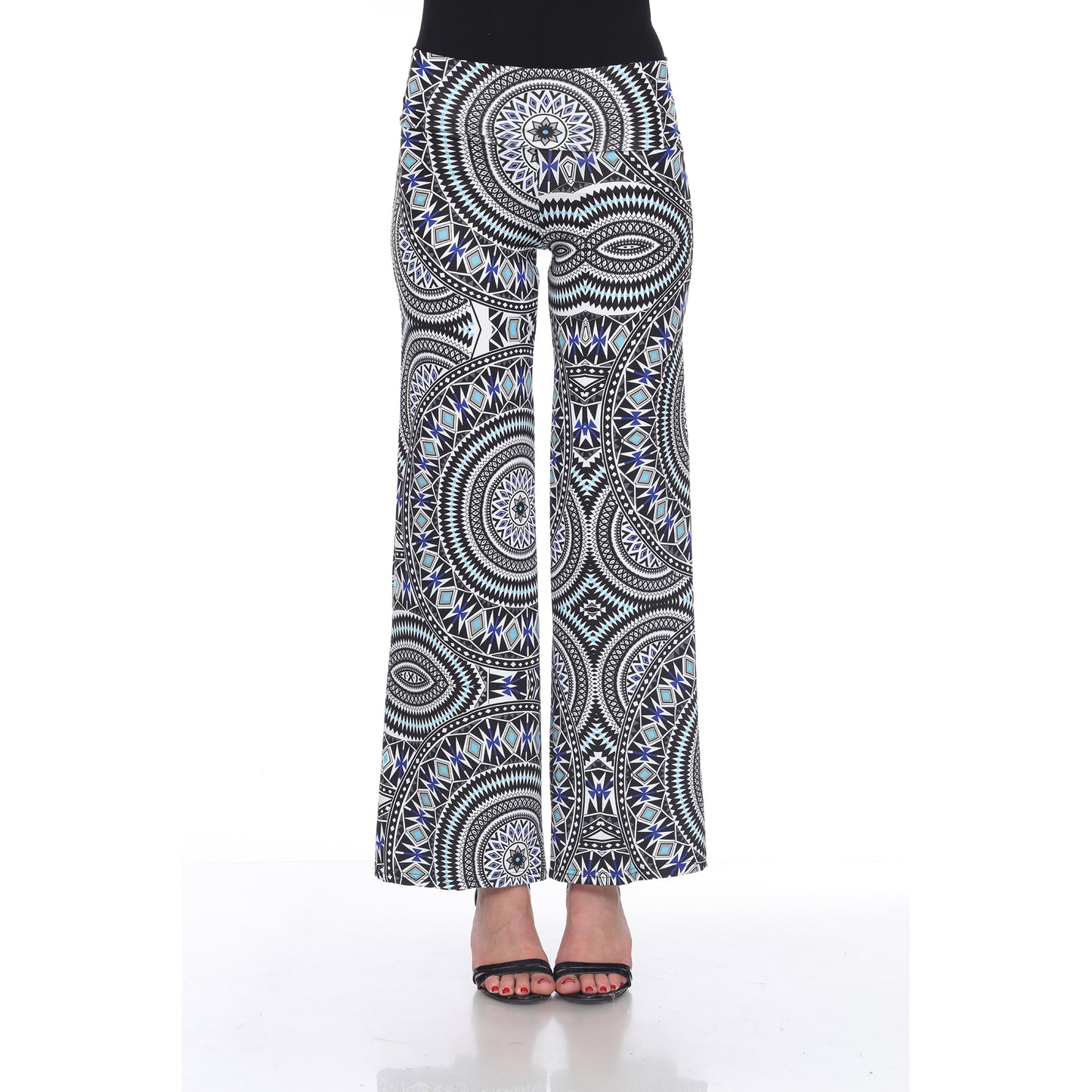 White Mark Women's Geometric Print Palazzo Pants