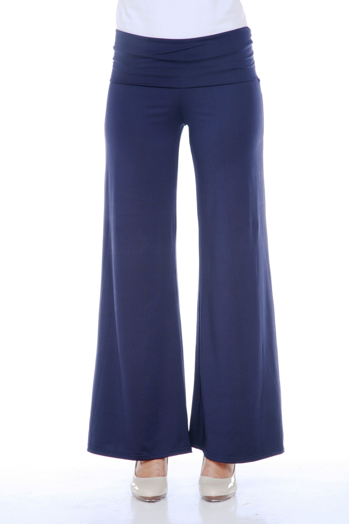 White Mark Women's Solid Palazzo Pants