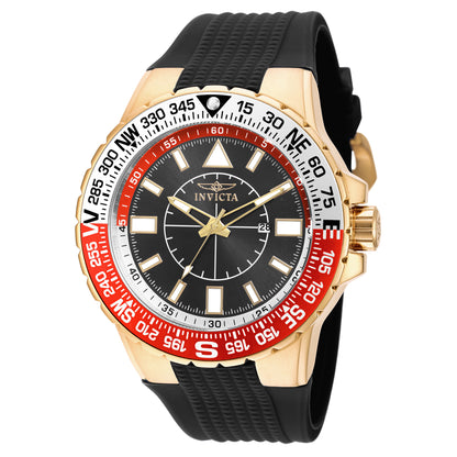 Invicta Men's 52mm Aviator Quartz Textured Black Silicone Strap Watch