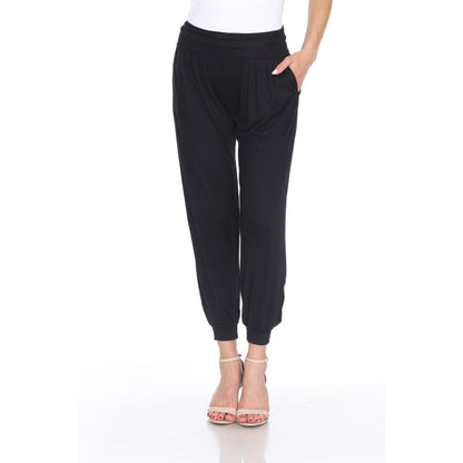 White Mark Women's Solid Slouchy Jogger Pants