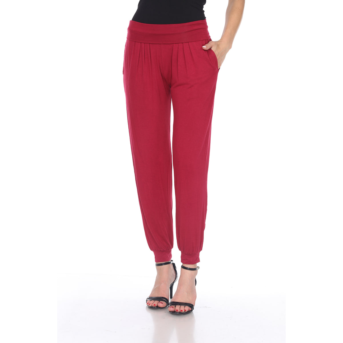 White Mark Women's Solid Slouchy Jogger Pants