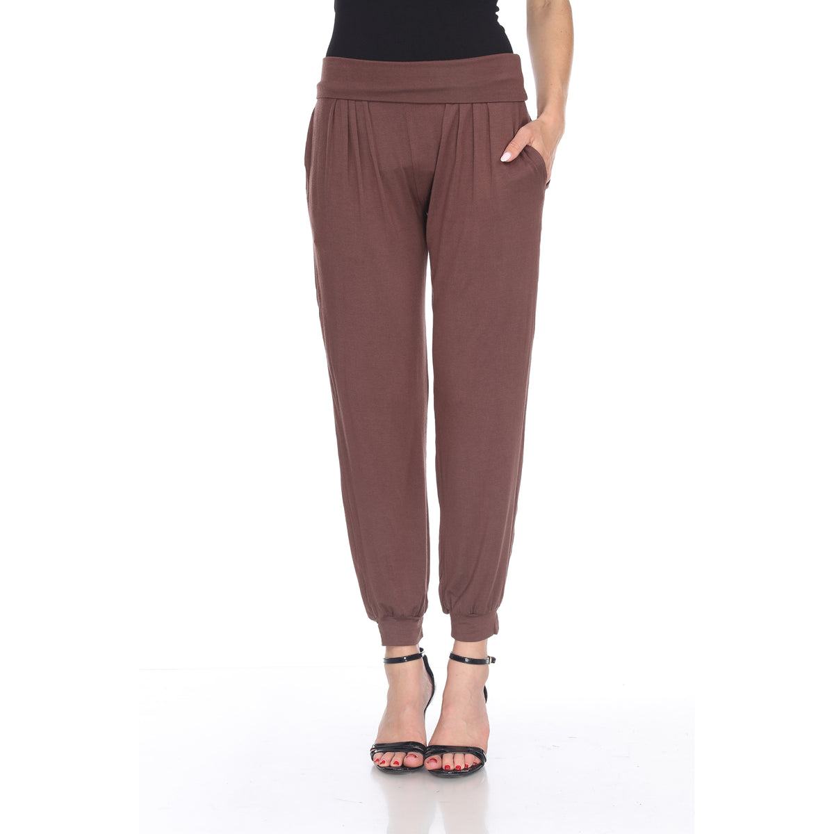 White Mark Women's Solid Slouchy Jogger Pants