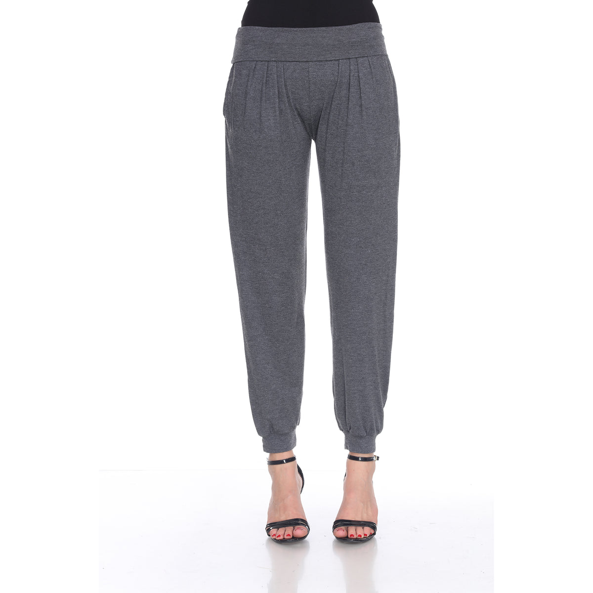 White Mark Women's Solid Slouchy Jogger Pants