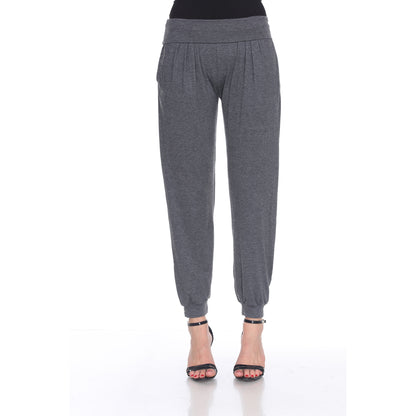 White Mark Women's Solid Slouchy Jogger Pants