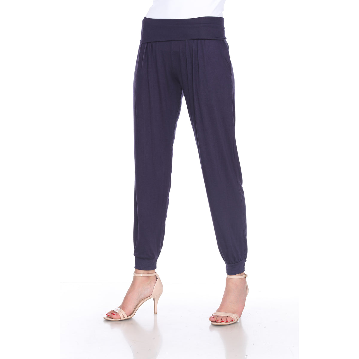 White Mark Women's Solid Slouchy Jogger Pants