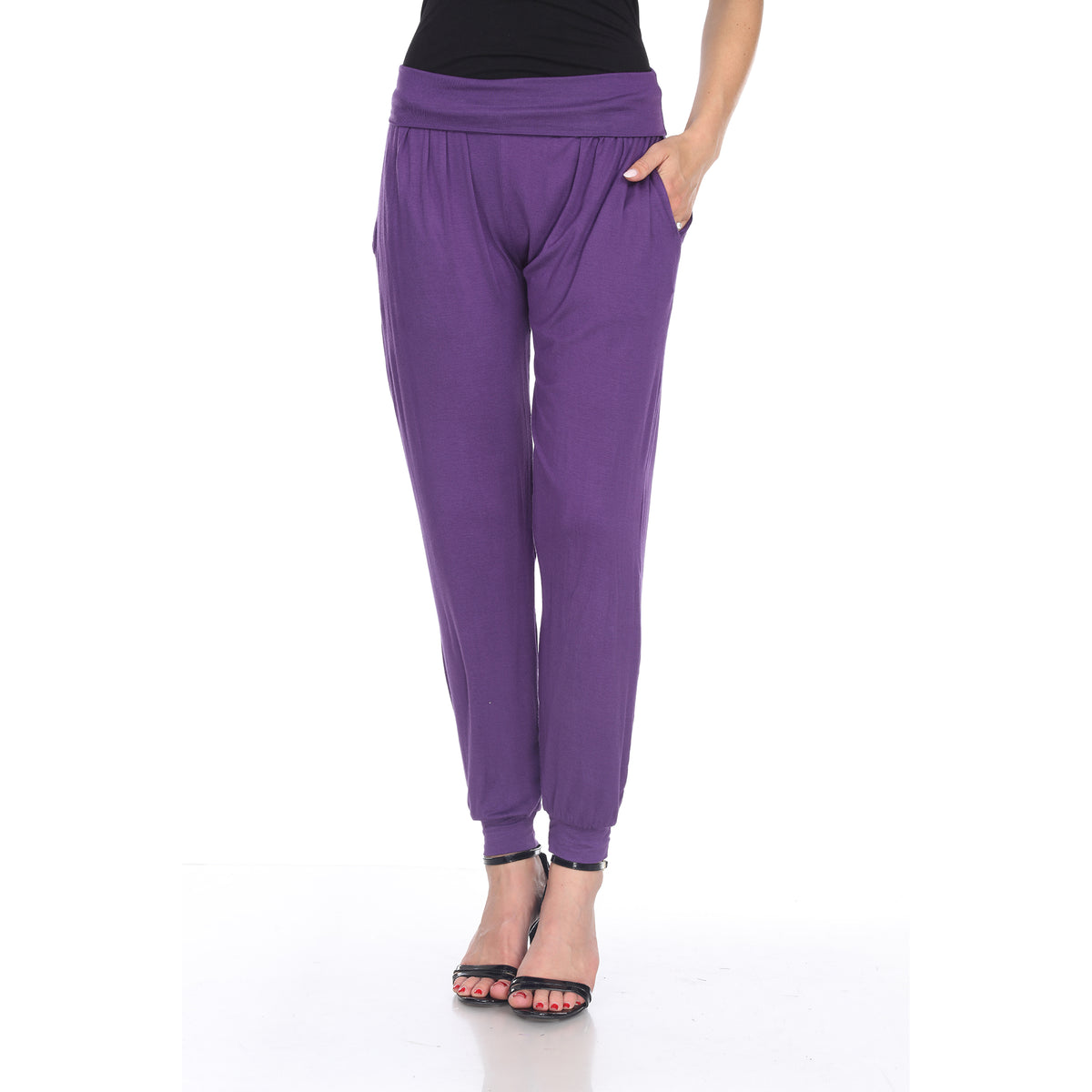 White Mark Women's Solid Slouchy Jogger Pants