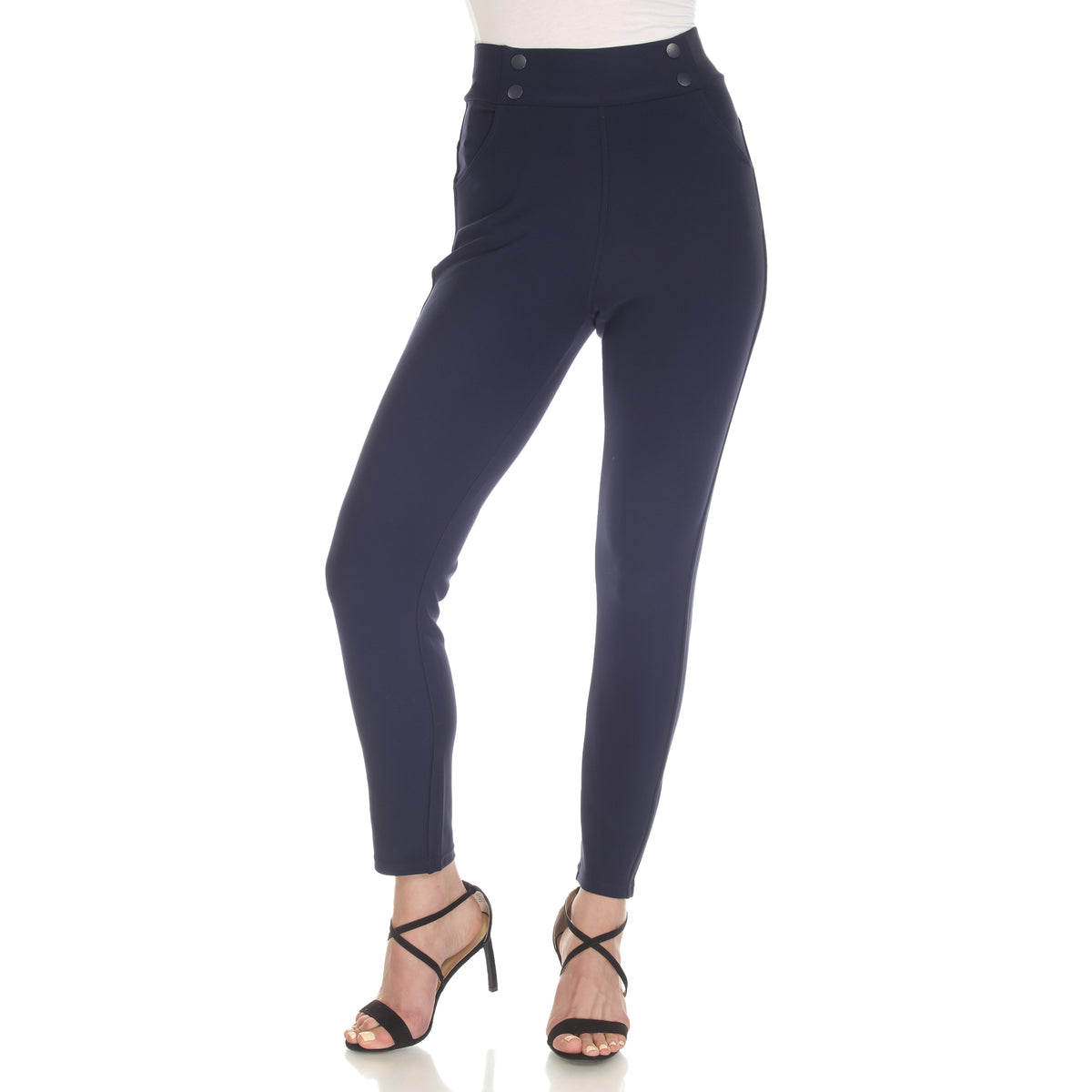 White Mark Women's Super Soft Elastic Waist Scuba Pants