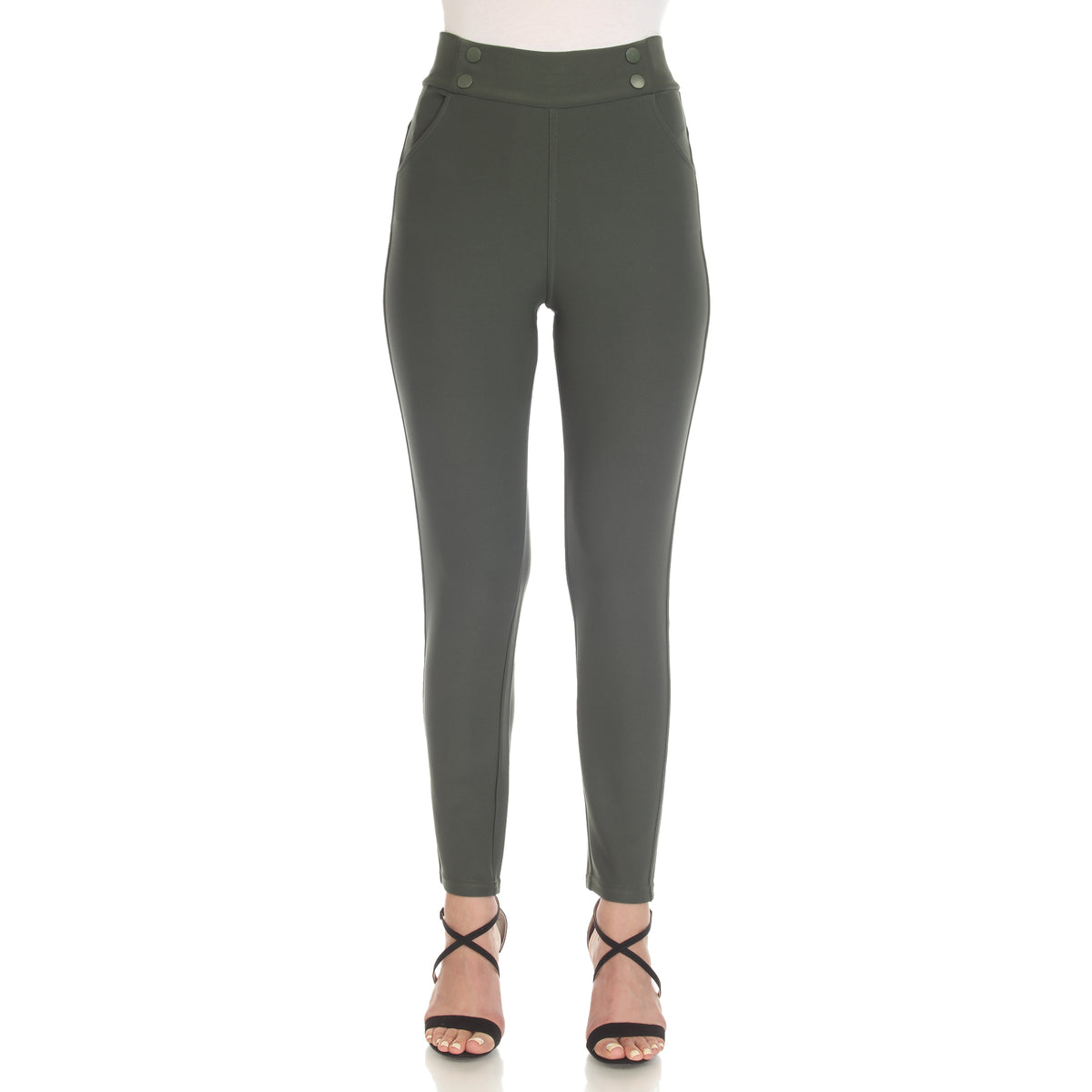 White Mark Women's Super Soft Elastic Waist Scuba Pants