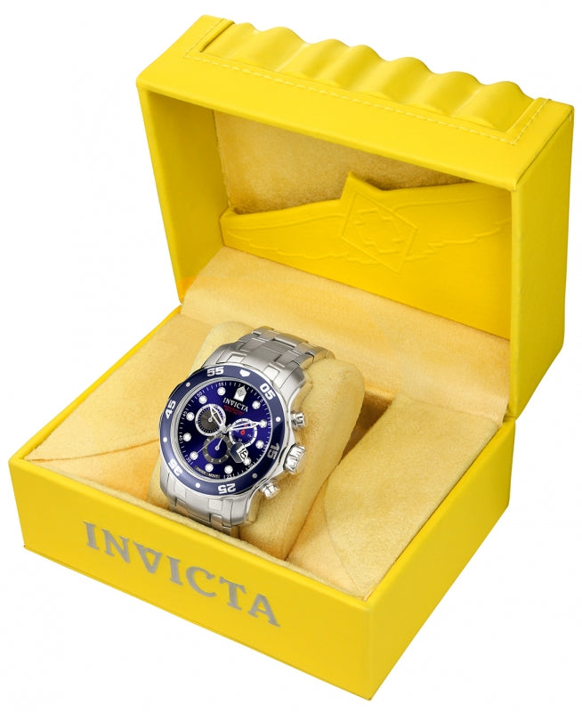 Invicta Men's 48mm Pro Diver Scuba Quartz Chronograph Blue Bezel & Dial Bracelet Watch