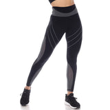 White Mark Women's High Waist Reflective Piping Fitness Leggings