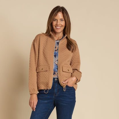Christopher & Banks Relaxed Restyled Quilted Jacquard Zip Front Jacket