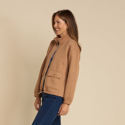 Christopher & Banks Relaxed Restyled Quilted Jacquard Zip Front Jacket