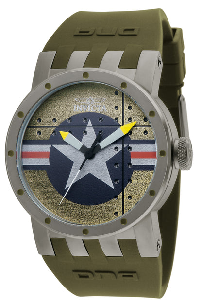 Invicta Men's 46mm DNA Quartz Brushed Silvertone Olive Silicone Strap Watch