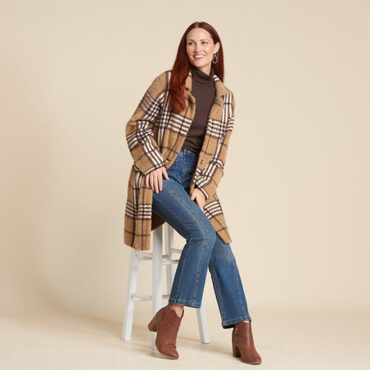 Christopher & Banks Double Knit Plaid Coatigan