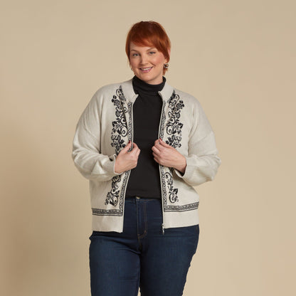 Christopher & Banks Floral Printed Mock Neck Cardigan