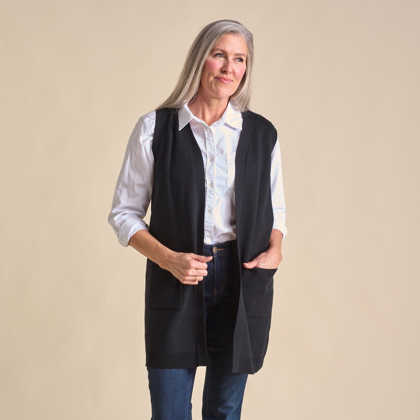 Christopher & Banks Women's Open Front Sweater Vest