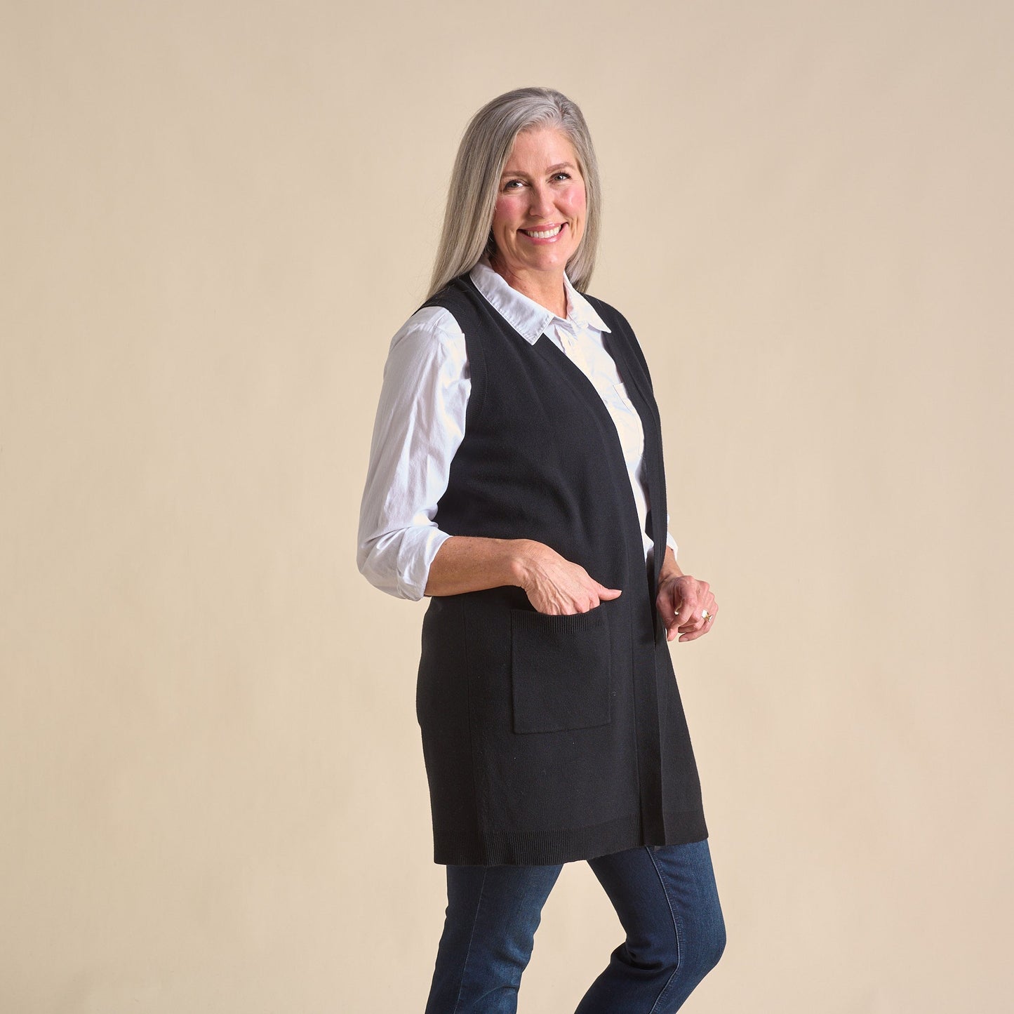 Christopher & Banks Women's Open Front Sweater Vest
