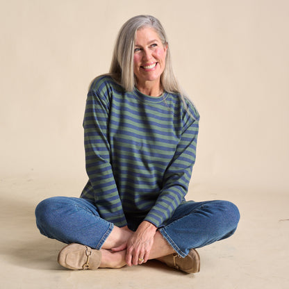 Christopher & Banks Stripe Crew Neck Long Sleeve Sweatshirt