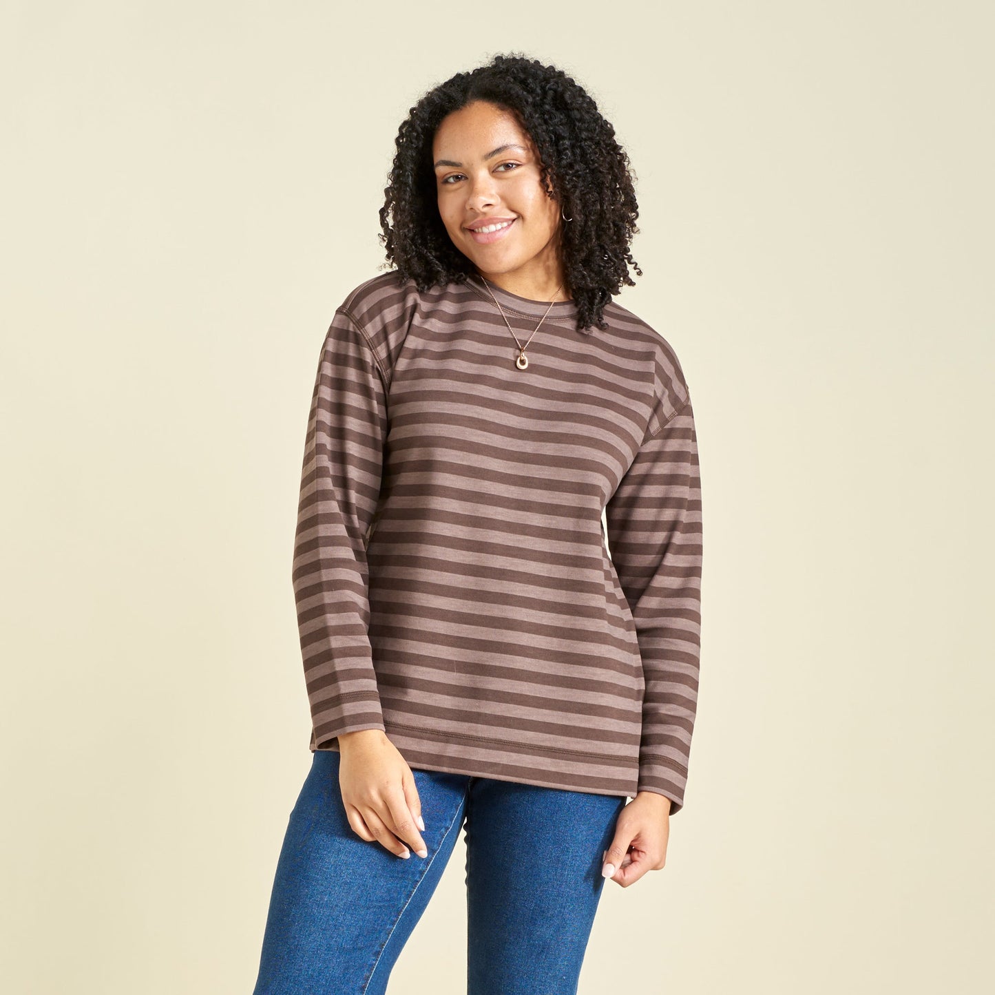 Christopher & Banks Stripe Crew Neck Long Sleeve Sweatshirt