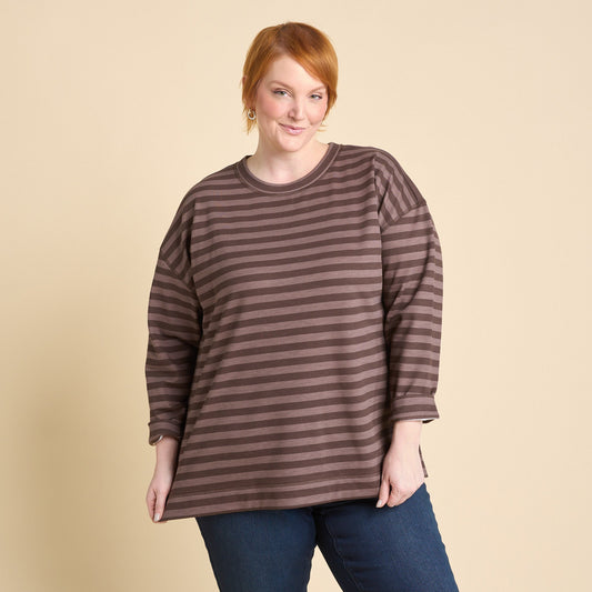 Christopher & Banks Stripe Crew Neck Long Sleeve Sweatshirt
