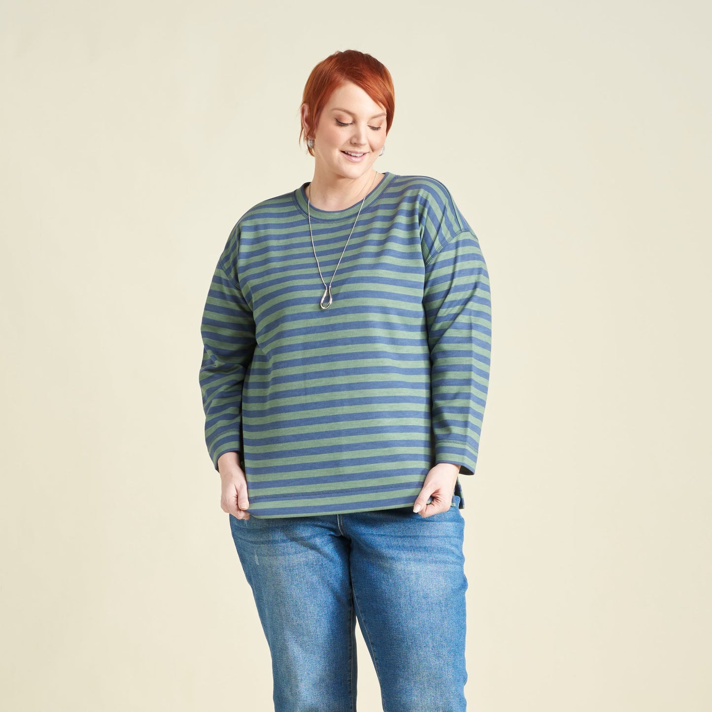 Christopher & Banks Stripe Crew Neck Long Sleeve Sweatshirt