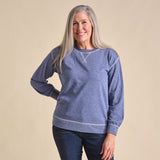 Christopher & Banks Women's Knit Denim Side Lace Long Sleeve Sweatshirt