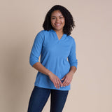 Christopher & Banks Women's Relaxed Restyled Hooded V-Neck 3/4 Sleeve Top