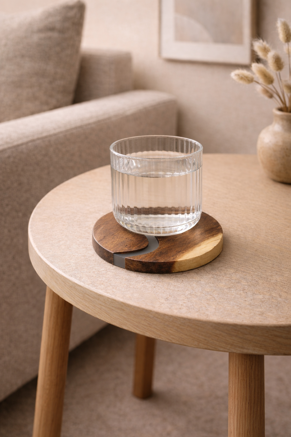 Busa Designs Ibiza Teak Wood & Resin 4-Piece Coaster Set