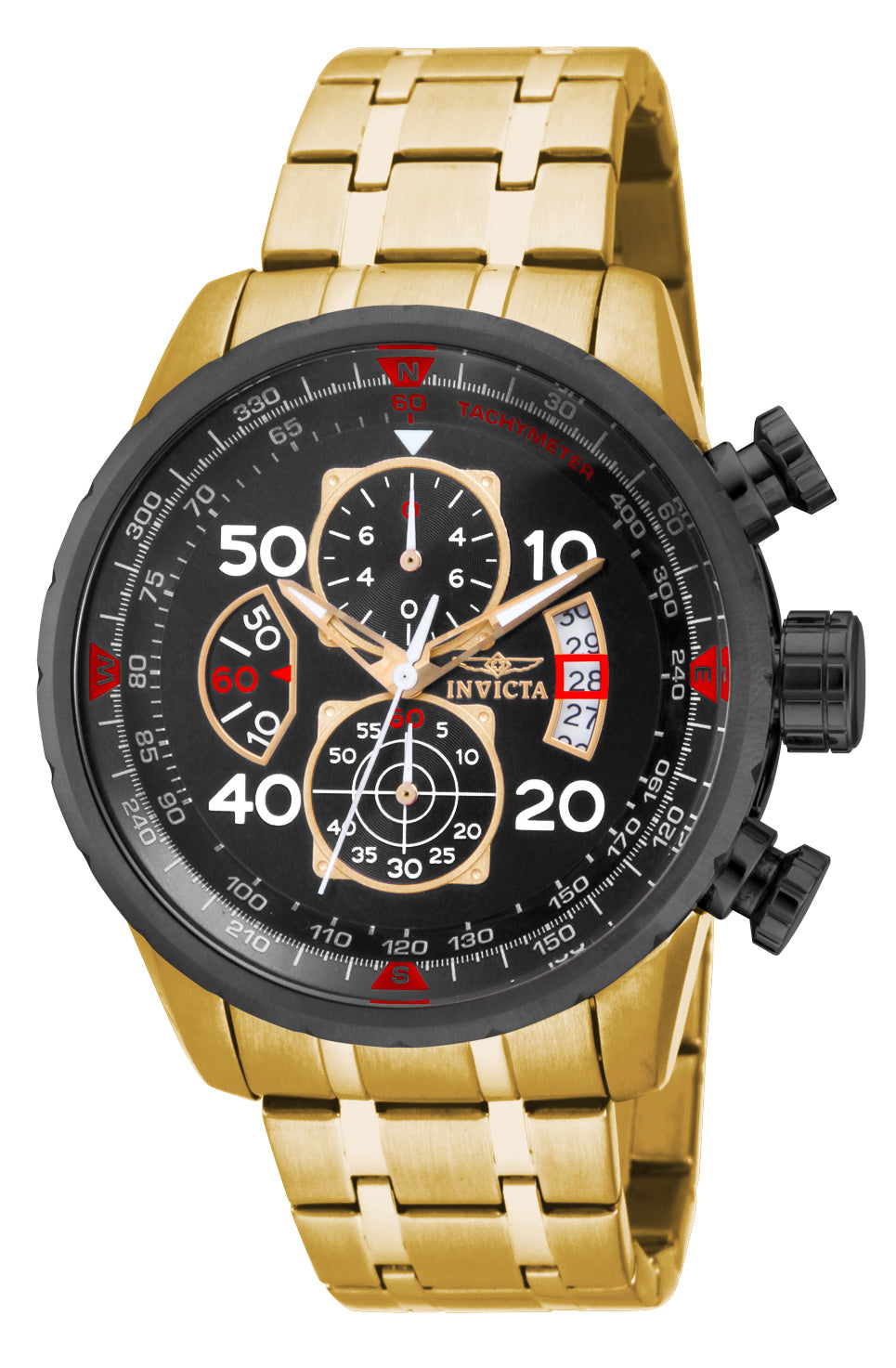 Invicta Men's 48mm Aviator Quartz Chronograph Goldtone Bracelet Watch