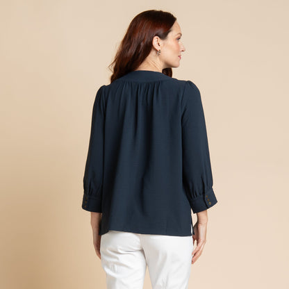 Christopher & Banks Women's Stitch Detail Square Neck Top