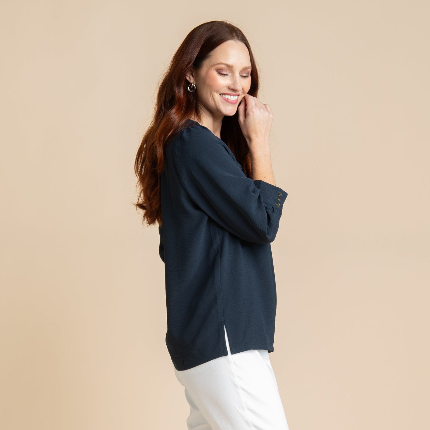 Christopher & Banks Women's Stitch Detail Square Neck Top
