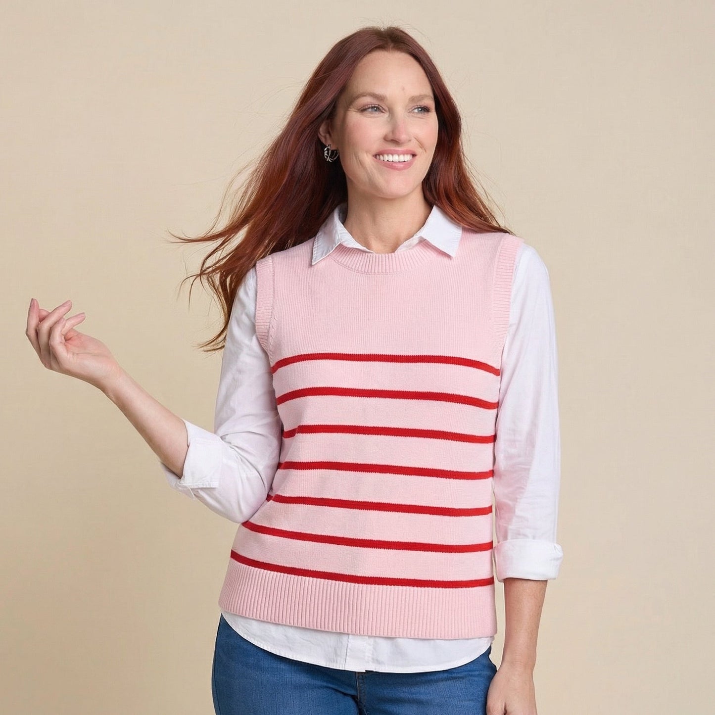 Christopher & Banks Stripe Crew Neck Sweater Vest