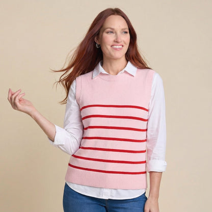 Christopher & Banks Stripe Crew Neck Sweater Vest