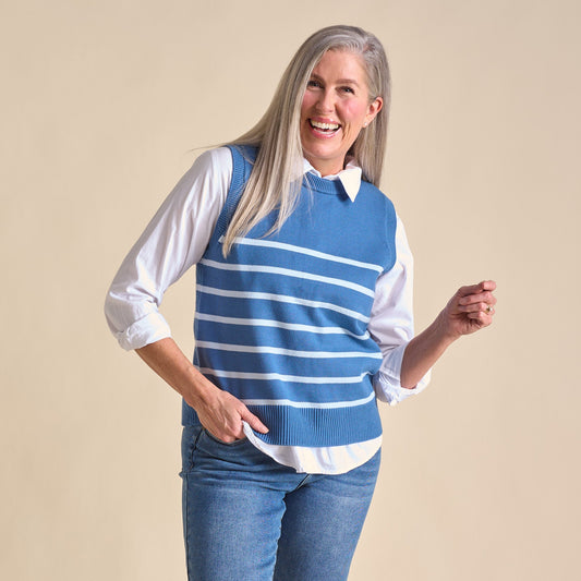 Christopher & Banks Stripe Crew Neck Sweater Vest