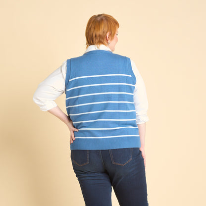 Christopher & Banks Stripe Crew Neck Sweater Vest