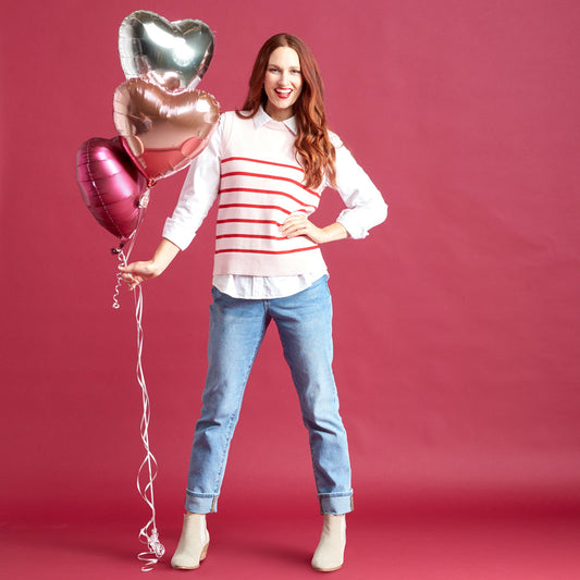 Christopher & Banks Stripe Crew Neck Sweater Vest