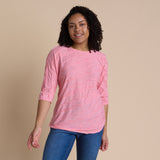Christopher & Banks Women's Wavy Texture 3/4 Sleeve Tee
