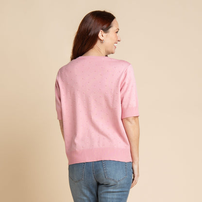 Christopher & Banks Women's Swiss Dot Button Front Cardigan