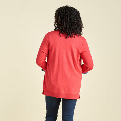 Christopher & Banks Women's Pointelle Trim Open Front Cardigan