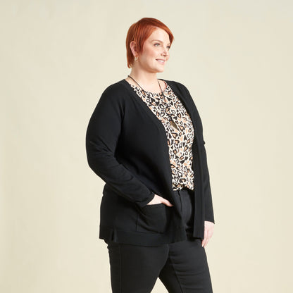 Christopher & Banks Women's Pointelle Trim Open Front Cardigan