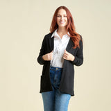 Christopher & Banks Women's Pointelle Trim Open Front Cardigan