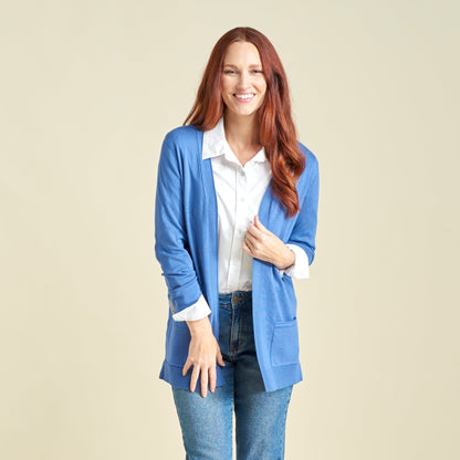 Christopher & Banks Women's Pointelle Trim Open Front Cardigan