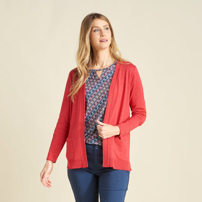 Christopher & Banks Women's Pointelle Trim Open Front Cardigan