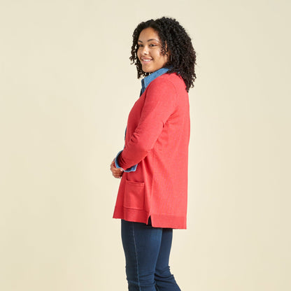 Christopher & Banks Women's Pointelle Trim Open Front Cardigan
